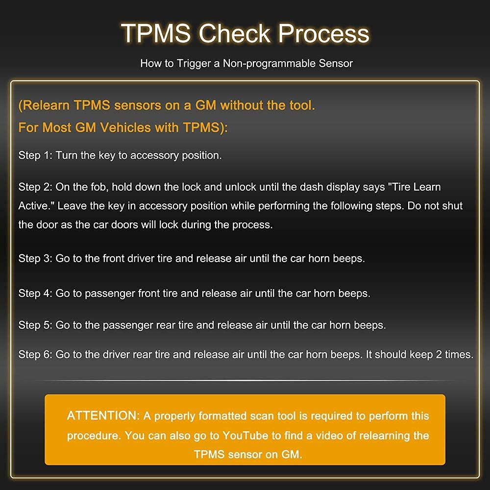 13586335 GM Sensor de presión de neumáticos 315MHZ Sensor TPMS programado con EL-50448 TPMS herramienta de reaprendizaje para Buick Cadillac