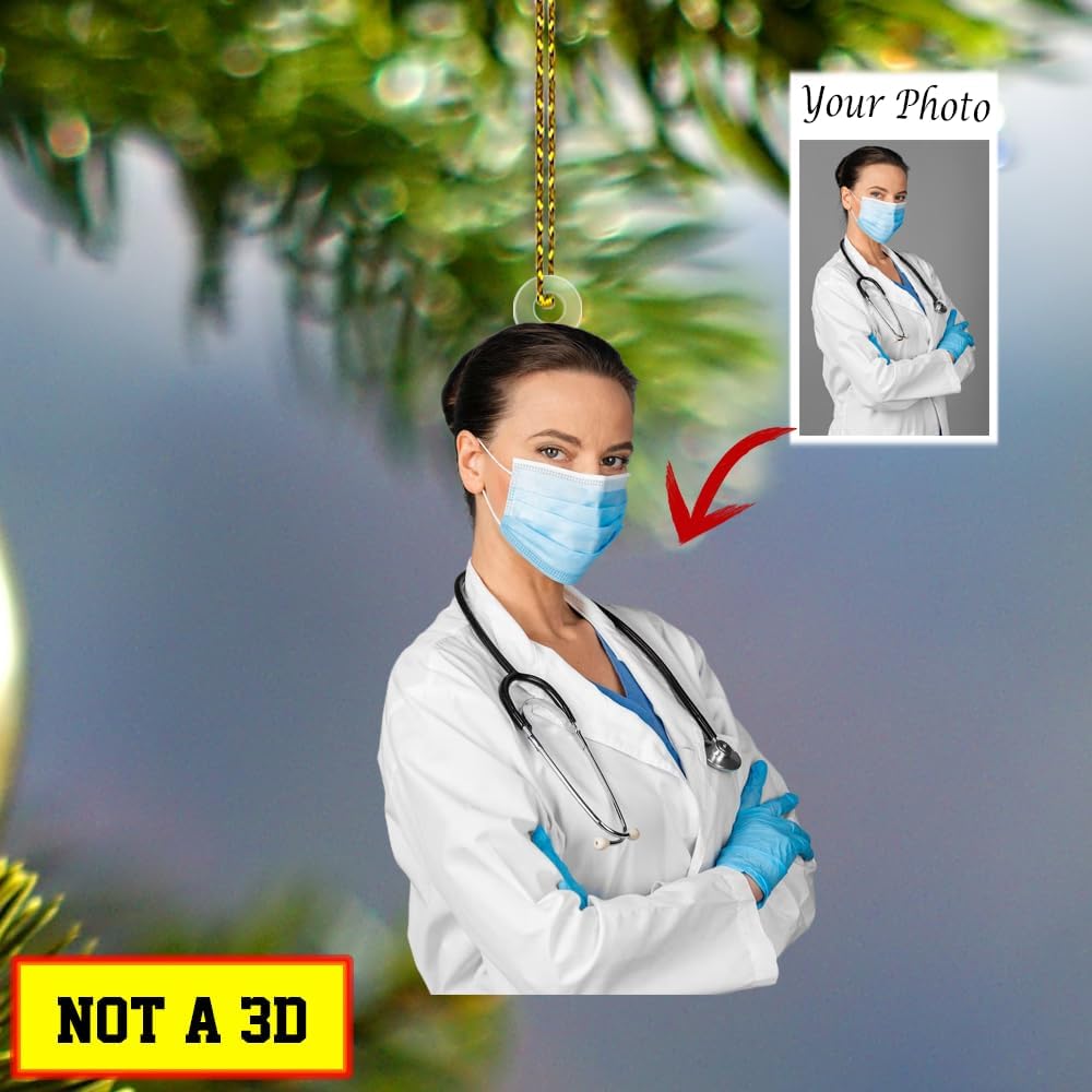 Adornos de Navidad personalizados para enfermera, adorno de enfermera personalizado para colgar en 2D, adorno de enfermera, decoración de árbol de