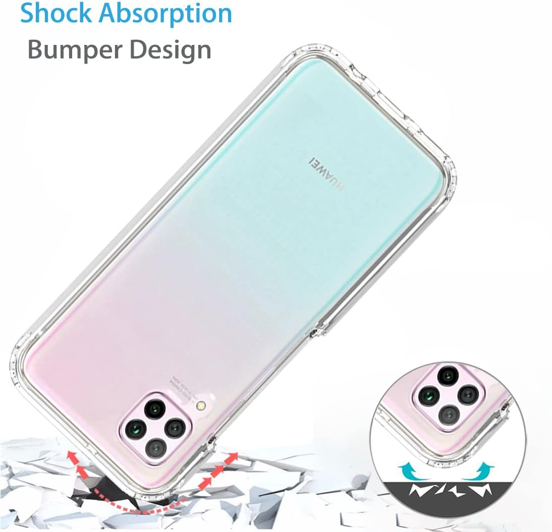 Bohefo Funda transparente compatible con P40 Lite 4GNova 6 SENova 7i JNY-L21A con protector de pantalla de vidrio templado, bonito protector de