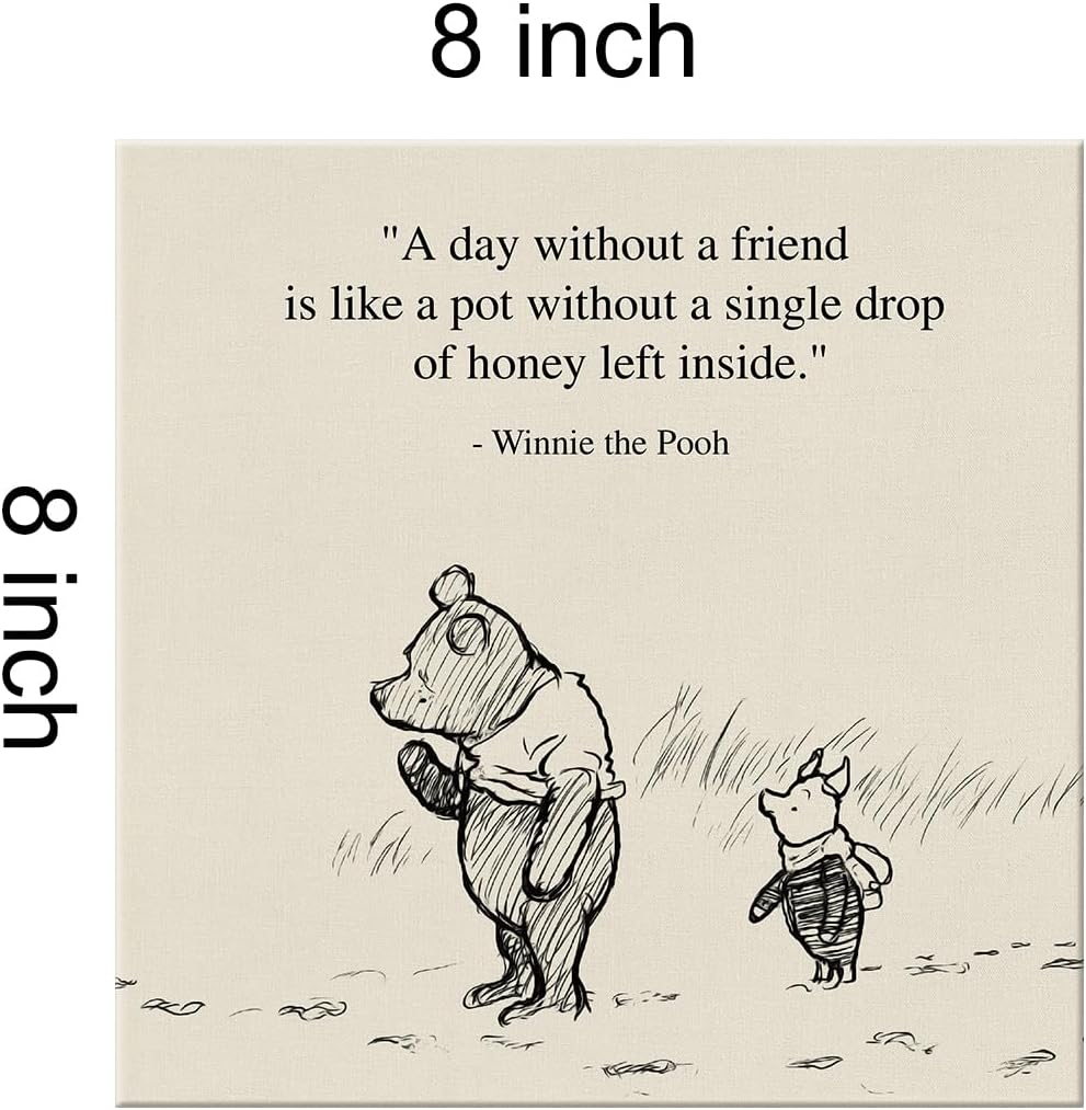 Arte de pared clásico con cita de Winnie the Pooh, retro, un día sin un amigo, refranes, lienzo con texto en inglés, cuadro de la amistad, cartel