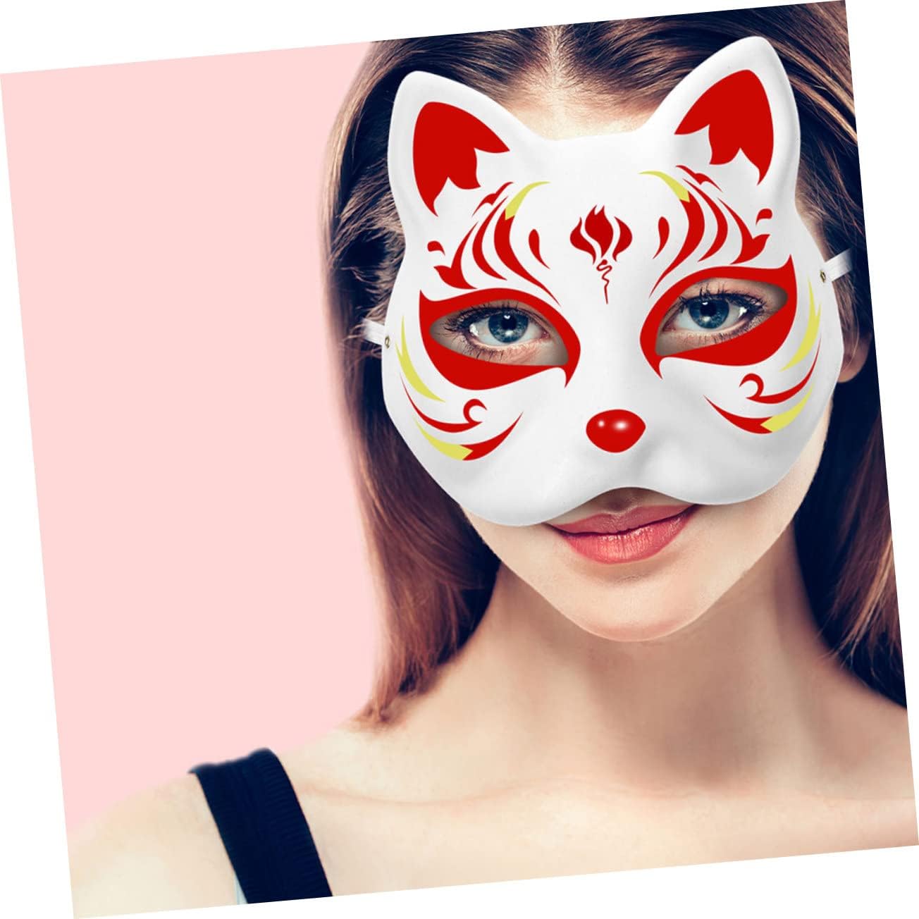 6 máscaras faciales de gato de Halloween, máscara blanca de pintura a mano, máscara de bricolaje para fiesta de cosplay, máscara de Halloween,