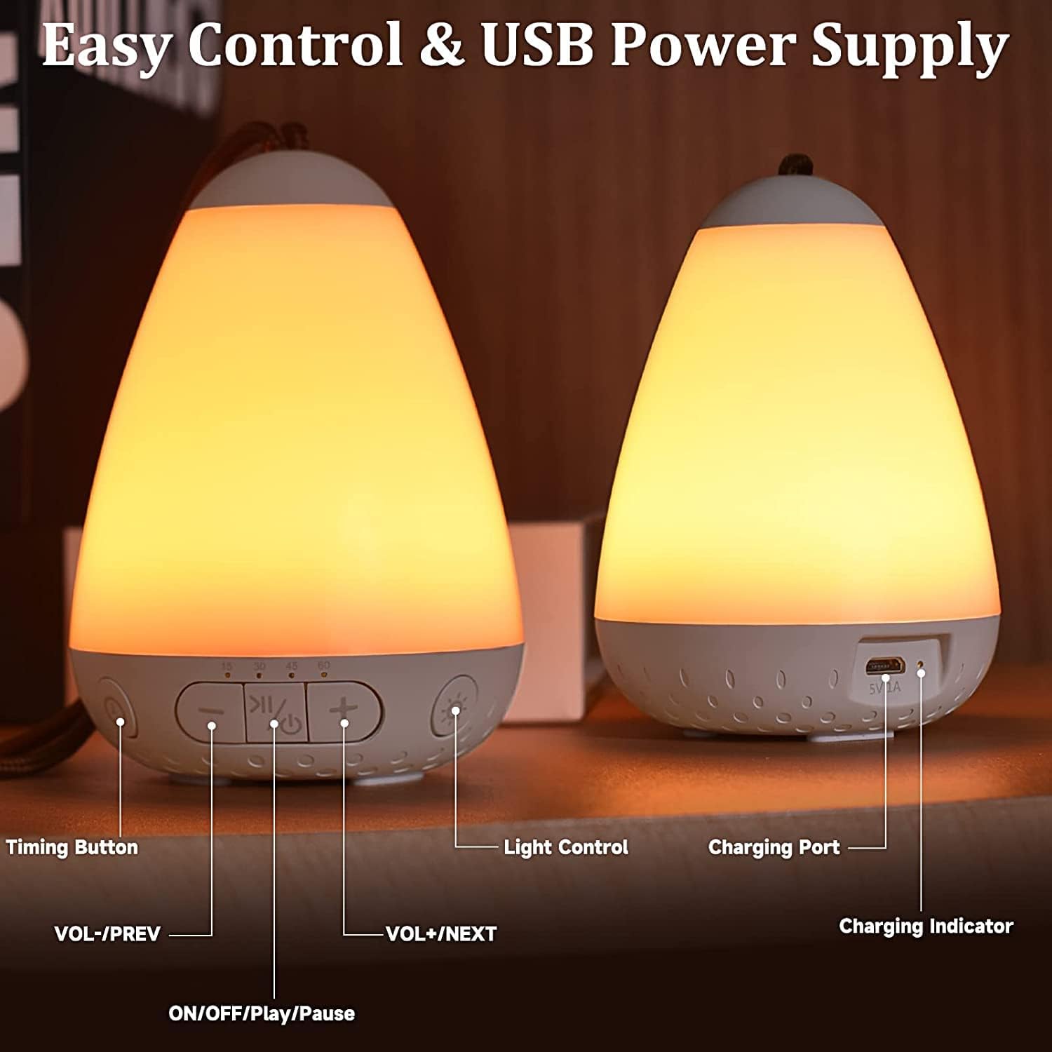Máquina de sonido para bebés, máquina de sonido portátil para dormir con luz nocturna, ruido marrón, ruido natural, canción de cuna, máquina de