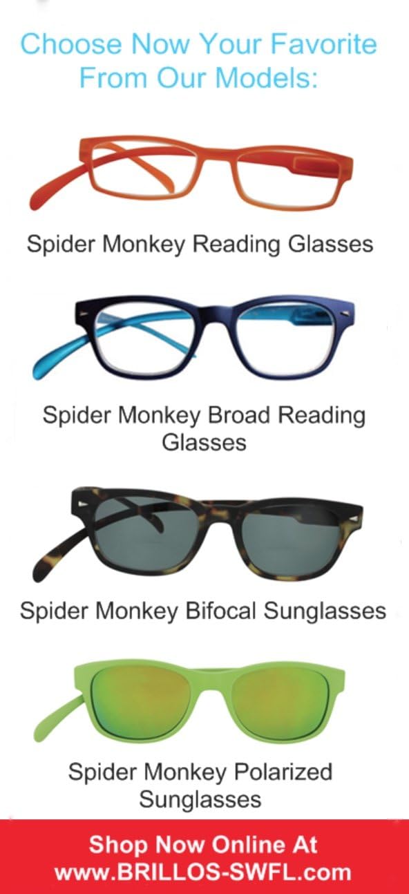 Spider Monkey Gafas de lectura de brazo largo ancho Havanna (+3.00)