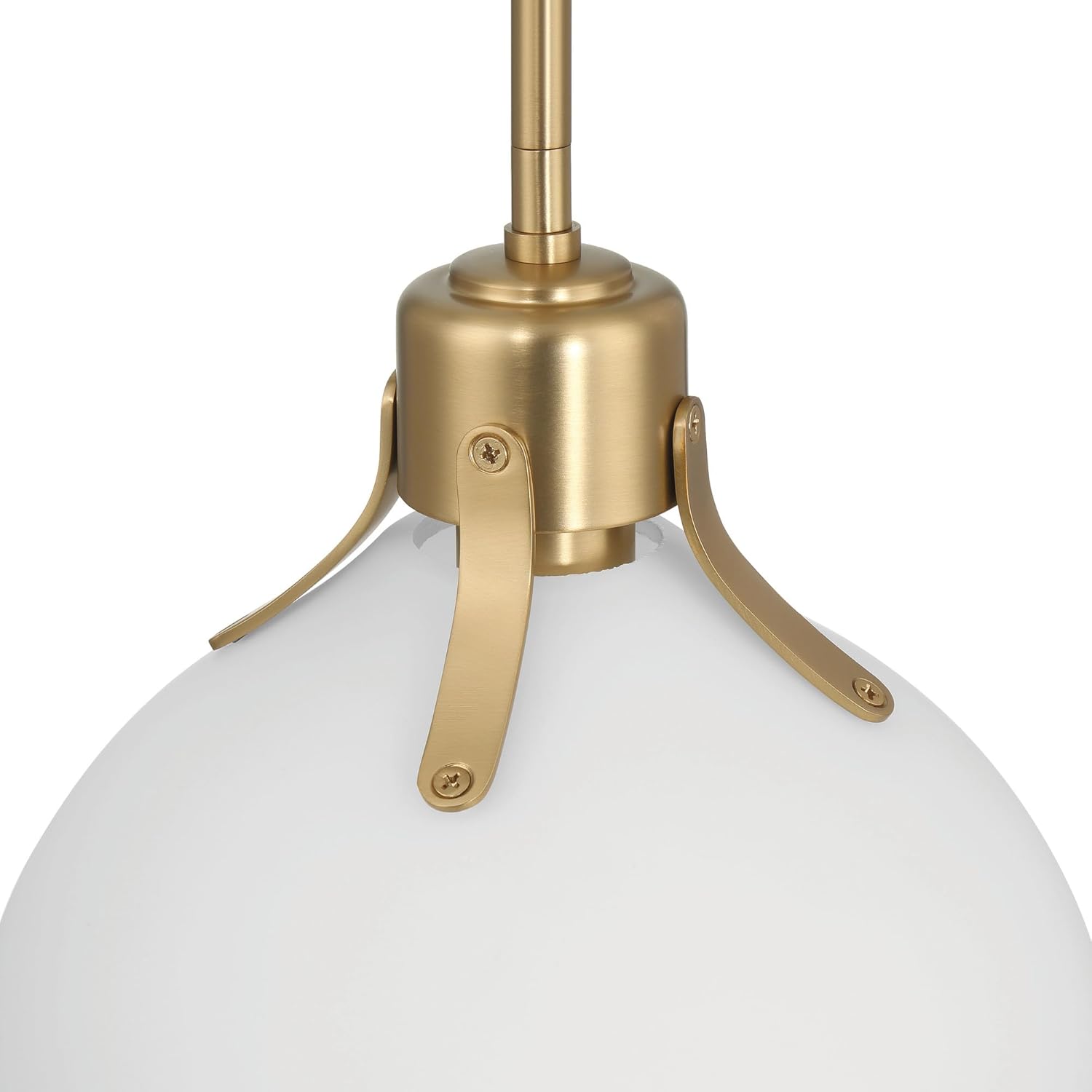 Robert Stevenson Lighting Delano – Lámpara de techo industrial de metal y vidrio grabado, dorado y blanco