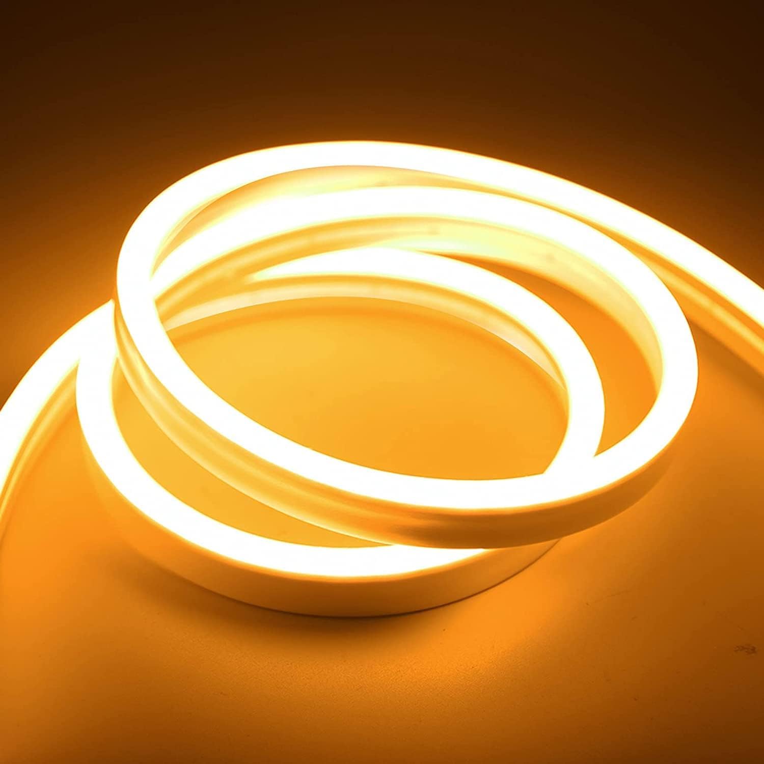 GUPUP Luces de neón (blanco cálido), tira de luces LED de 16.4 pies, 24 V, 600 LED, flexible, impermeable, luces LED para dormitorio, sala de
