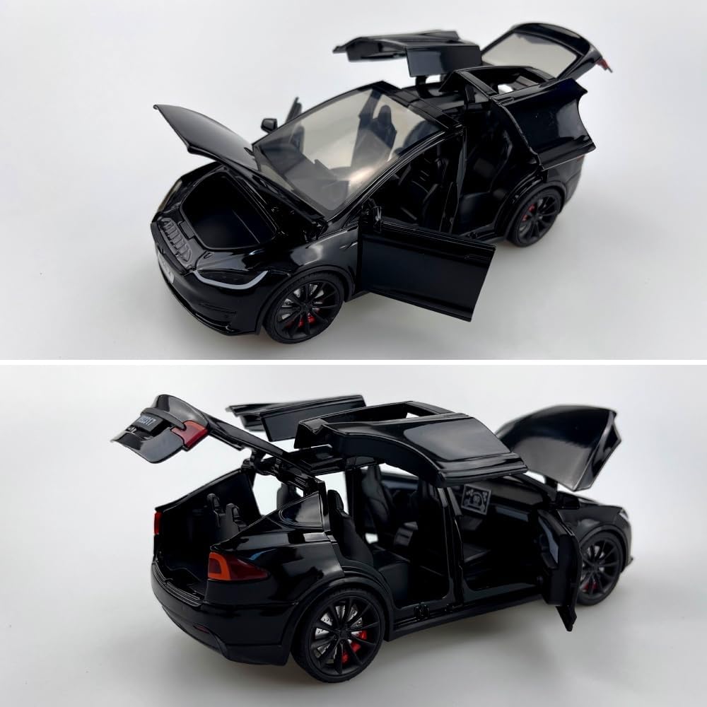 Modelo X a escala 124 Modelo de automóvil de aleación de juguete fundido a presión para niños, auto modelo X puerta de ala de gaviota, auto de