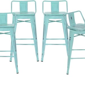 Changjie Furniture Juego de 4 taburetes de bar giratorios de 24 pulgadas con respaldo, taburetes de bar industriales para cocina (giratorios de 24 Changjie Furniture Juego de 4 taburetes de bar giratorios de 24 pulgadas con respaldo, taburetes de bar industriales para cocina (giratorios de 24