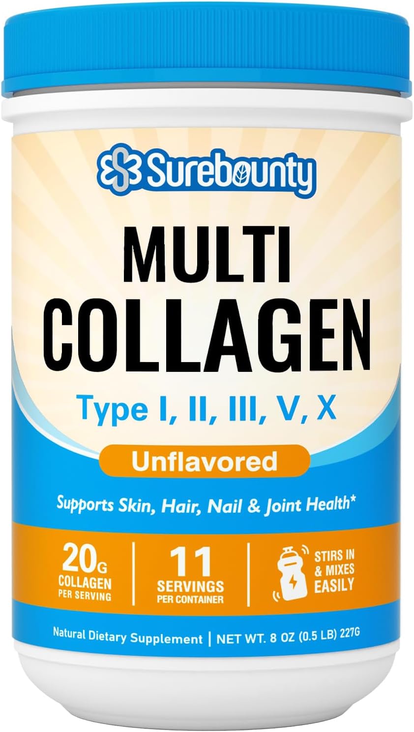 Polvo de colágeno múltiple, tipo I II III V X, péptidos de colágeno hidrolizados, cero azúcar, se disuelve fácilmente, cuidado de la piel, el