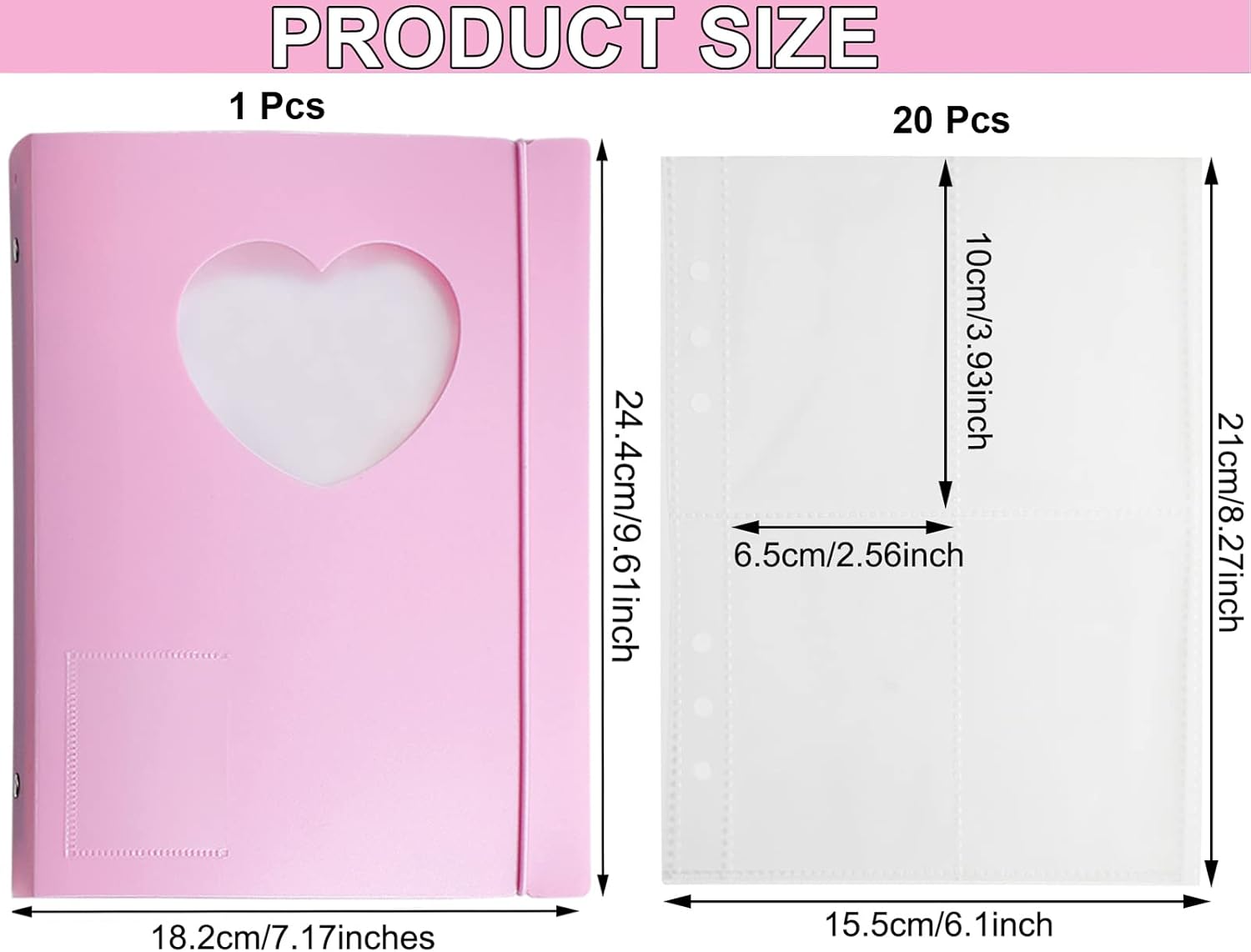 SZHTSWU Kpop – Carpeta para tarjetas fotográficas A5, 20 hojas, 160 bolsillos, álbum de fotos de 3 pulgadas en hojas sueltas, recargable, 6 anillas,
