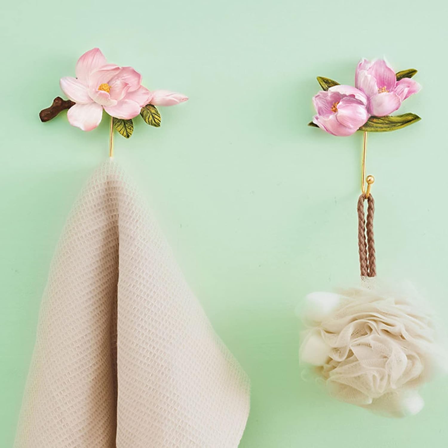 3 ganchos de pared de resina con diseño de tulipán creativo para colgar abrigos, sombreros, toallas, bolsos, llaveros, sala de estar, baño,