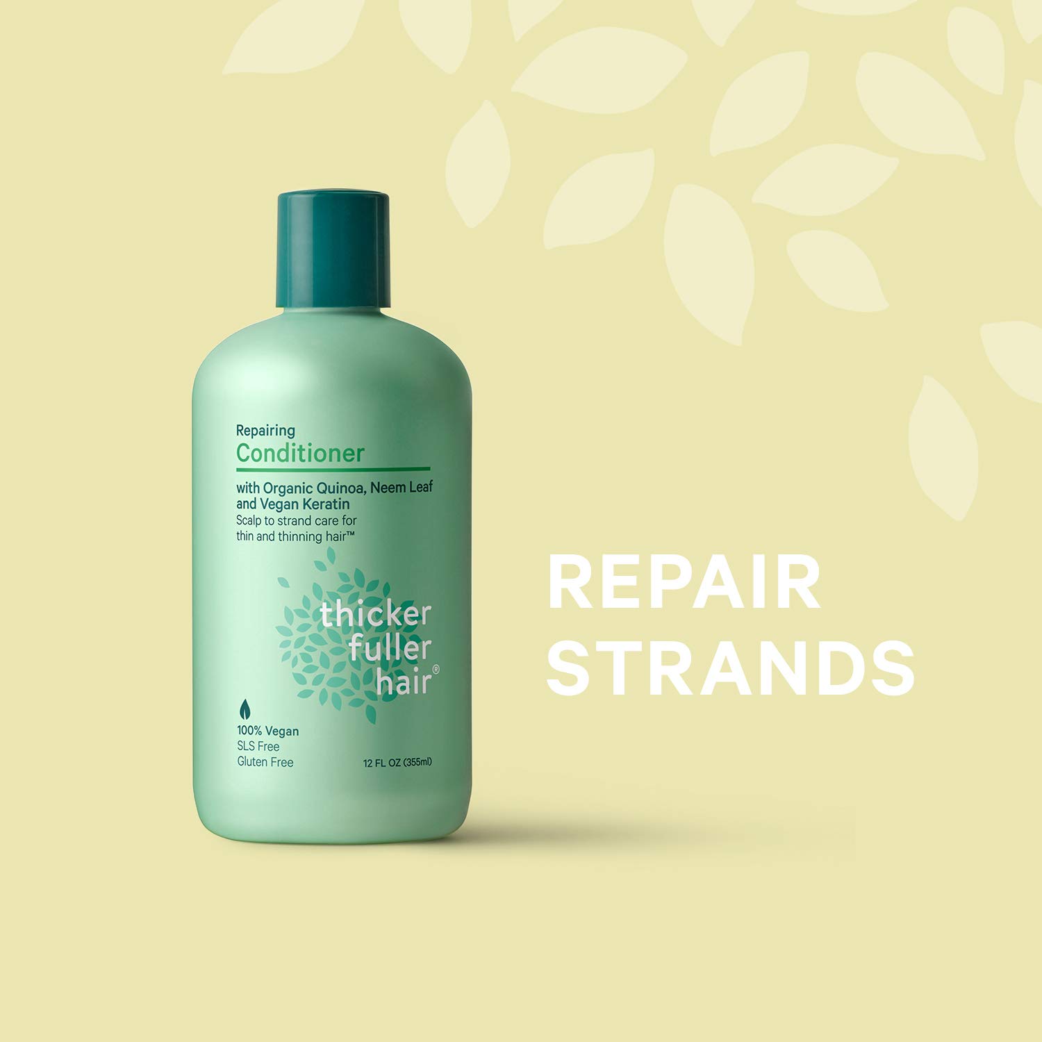 Thicker Hair Care Thicker Fuller Hair Acondicionador reparador, 12 onzas, verde (819933011744)