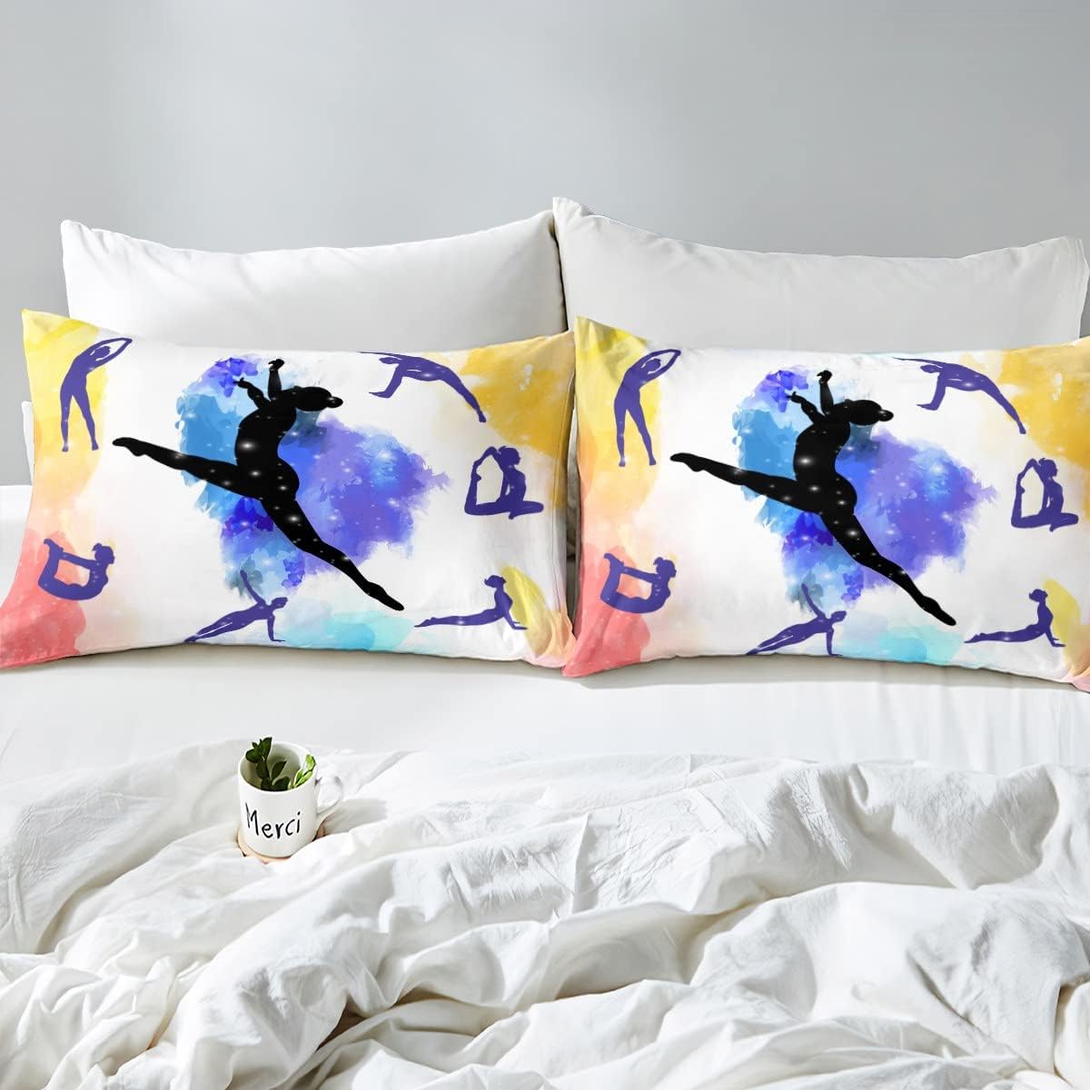 Juego de ropa de cama de gimnasia para niñas, juego de edredón de bailarines de gimnasta, tamaño individual, edredón de plumón de regalo de gimnasia