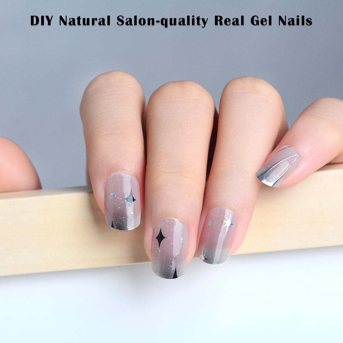 Tiras de esmalte de uñas de calidad de salón, 24 unidades, calcomanías de uñas de larga duración, no necesita luz UV, tiras de uñas de gel para