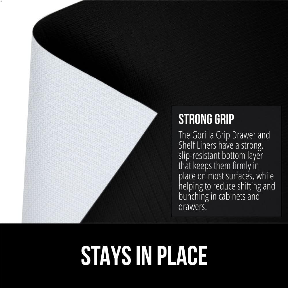 Gorilla Grip Forros originales antideslizantes para cajones y repisas rollo sin adhesivo duraderos y resistentes para alacenas, cocinas y