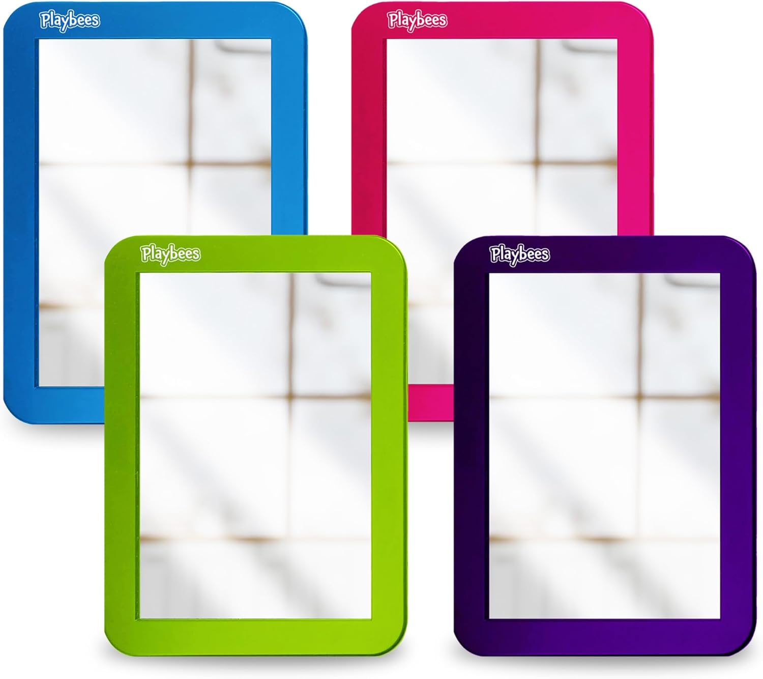 Espejos magnéticos para casillero, paquete de 4 (morado, rosa, verde, azul) – Ideal para taquillas escolares, baños, refrigeradores, gabinetes de