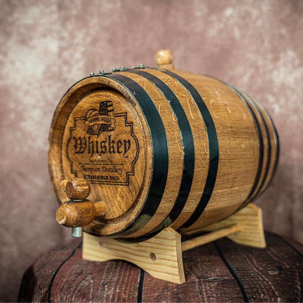 Barril de envejecimiento personalizado de alta calidad, diseño de bandera, barril de madera de roble personalizado, perfecto para whisky, bourbon,