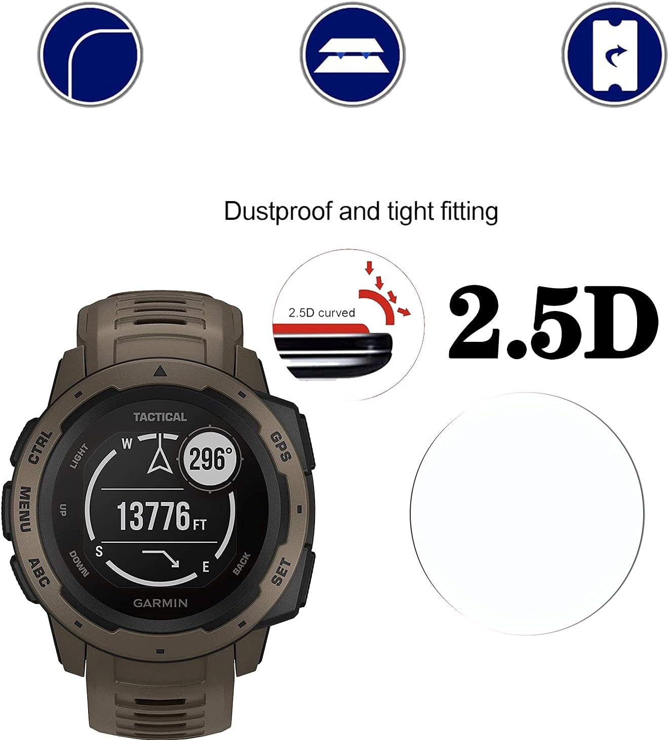 Protector de pantalla de cristal templado para Garmin Instinct Tactical  Antiarañazos, antirreflejos, antihuellas 4 unidades Protector de pantalla