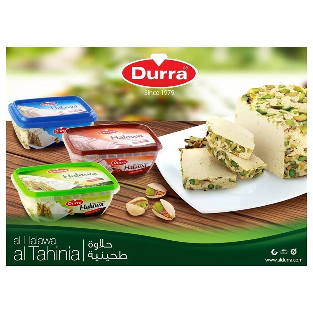 Mediterranean Pistachio Halawa – Durra Pistachio Sesame Tahini Fudge Halva 1 Pack 12.3oz. (12.35 oz) cada uno. – 12.35 oz cada uno