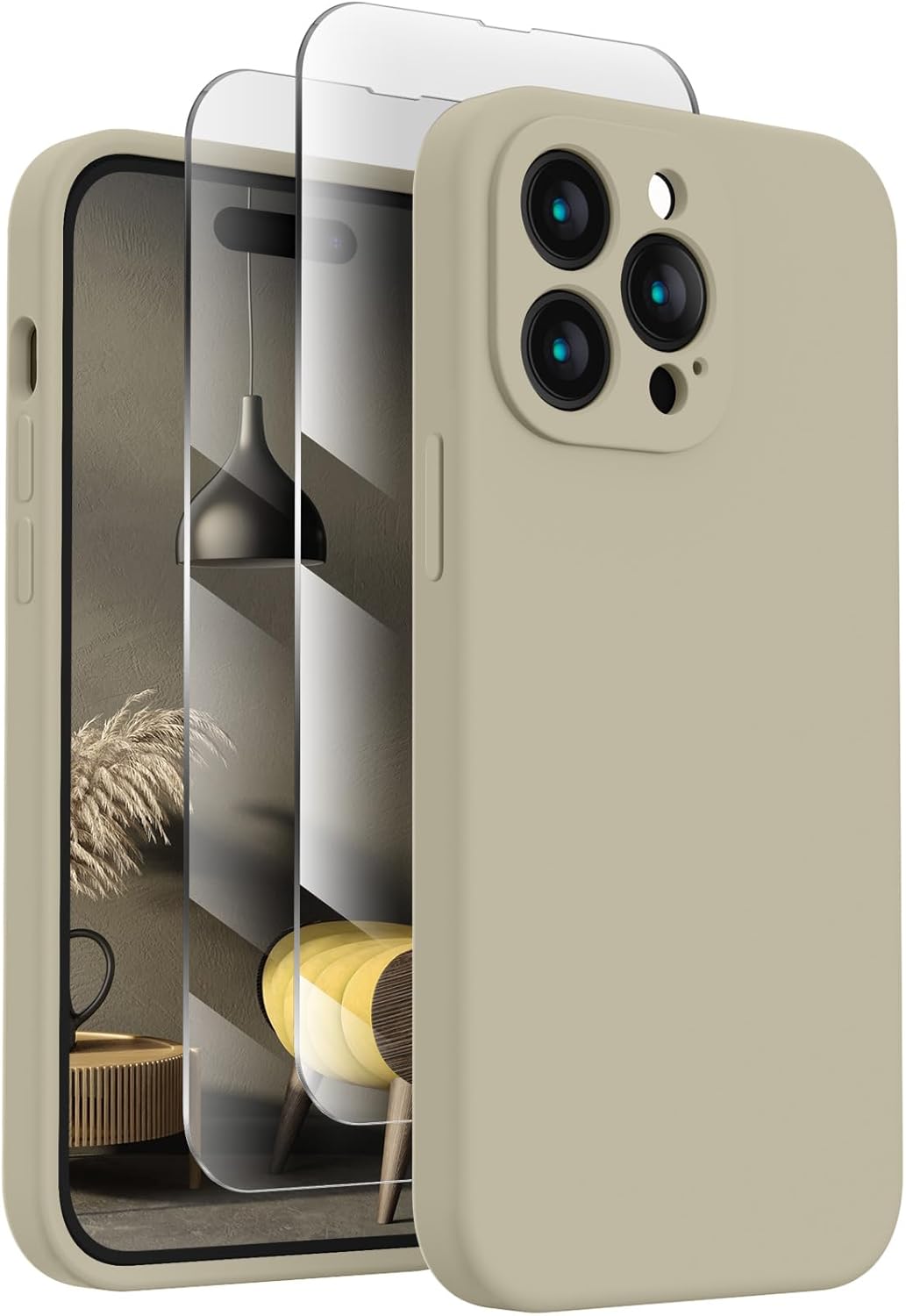 FireNova Funda para iPhone 14 Pro, funda de silicona mejorada protección de cámara con 2 protectores de pantalla, forro interior de microfibra suave
