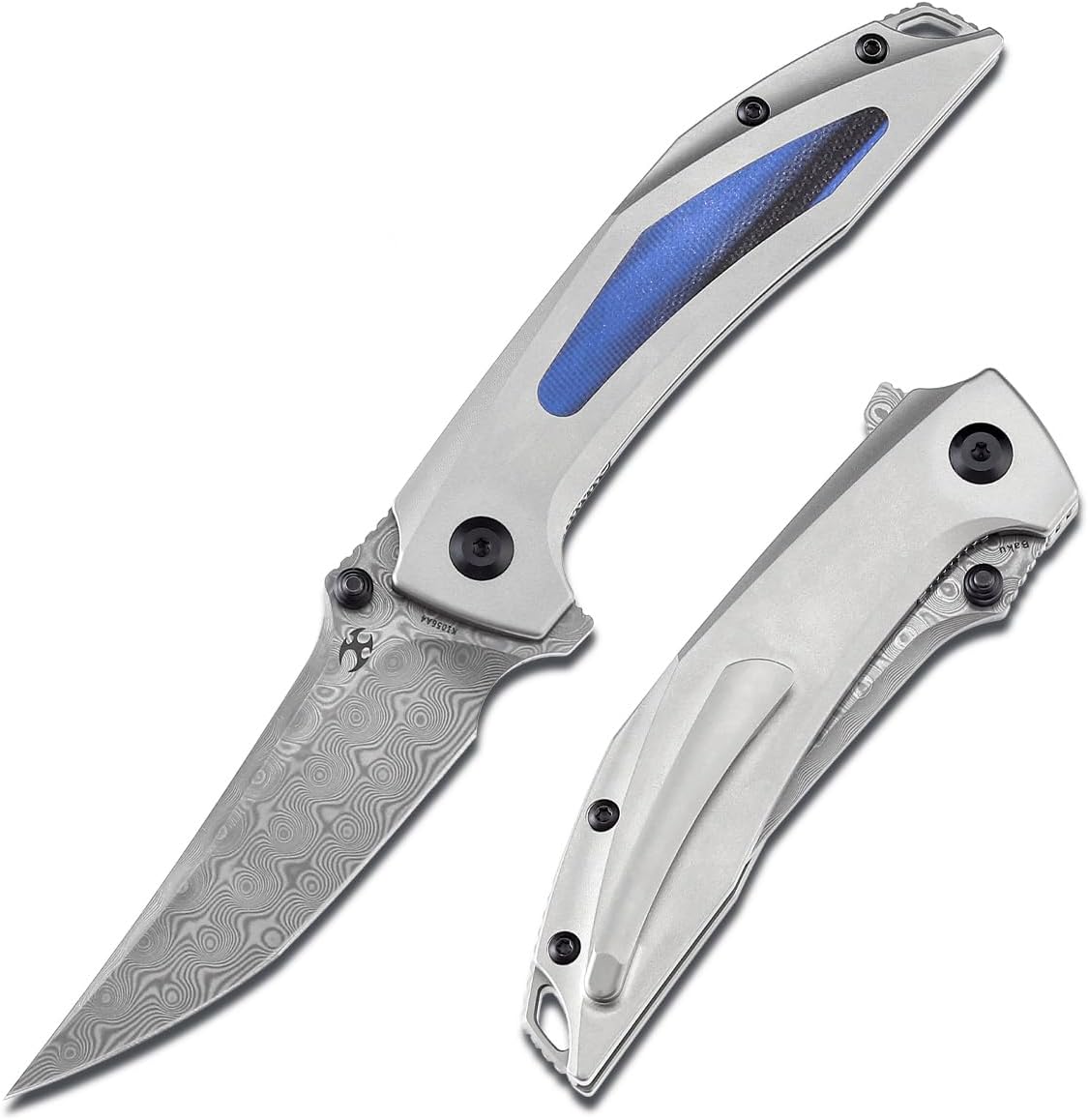 KANSEPT Baku – Cuchillos plegables de bolsillo para hombres EDC cuchillo plegable de campamento de 3.2 pulgadas, material de damasco, cuchillos