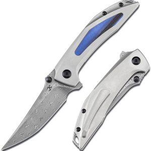 KANSEPT Baku – Cuchillos plegables de bolsillo para hombres EDC cuchillo plegable de campamento de 3.2 pulgadas, material de damasco, cuchillos KANSEPT Baku – Cuchillos plegables de bolsillo para hombres EDC cuchillo plegable de campamento de 3.2 pulgadas, material de damasco, cuchillos
