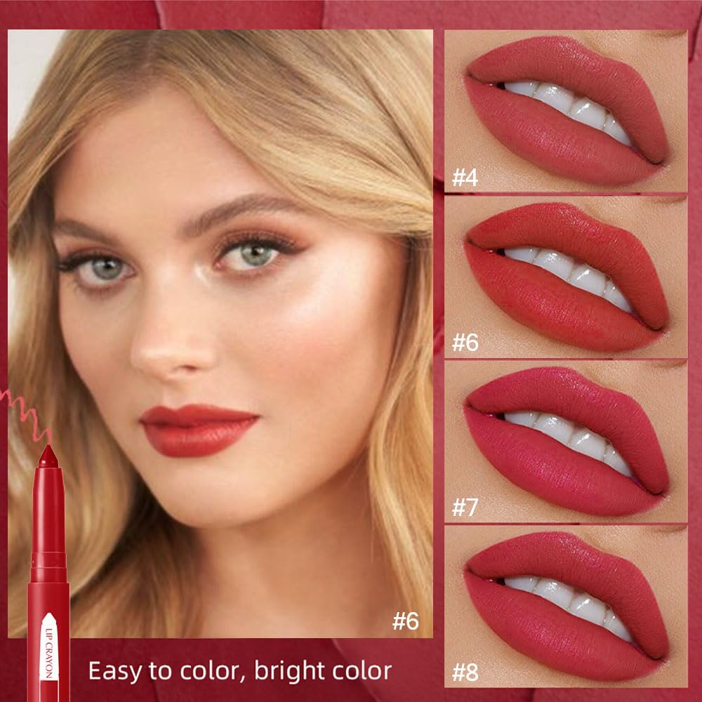 Juego de 4 lápices de labios mate, lápiz delineador de labios retráctil impermeable, delineador de labios de alta pigmentación para maquillaje