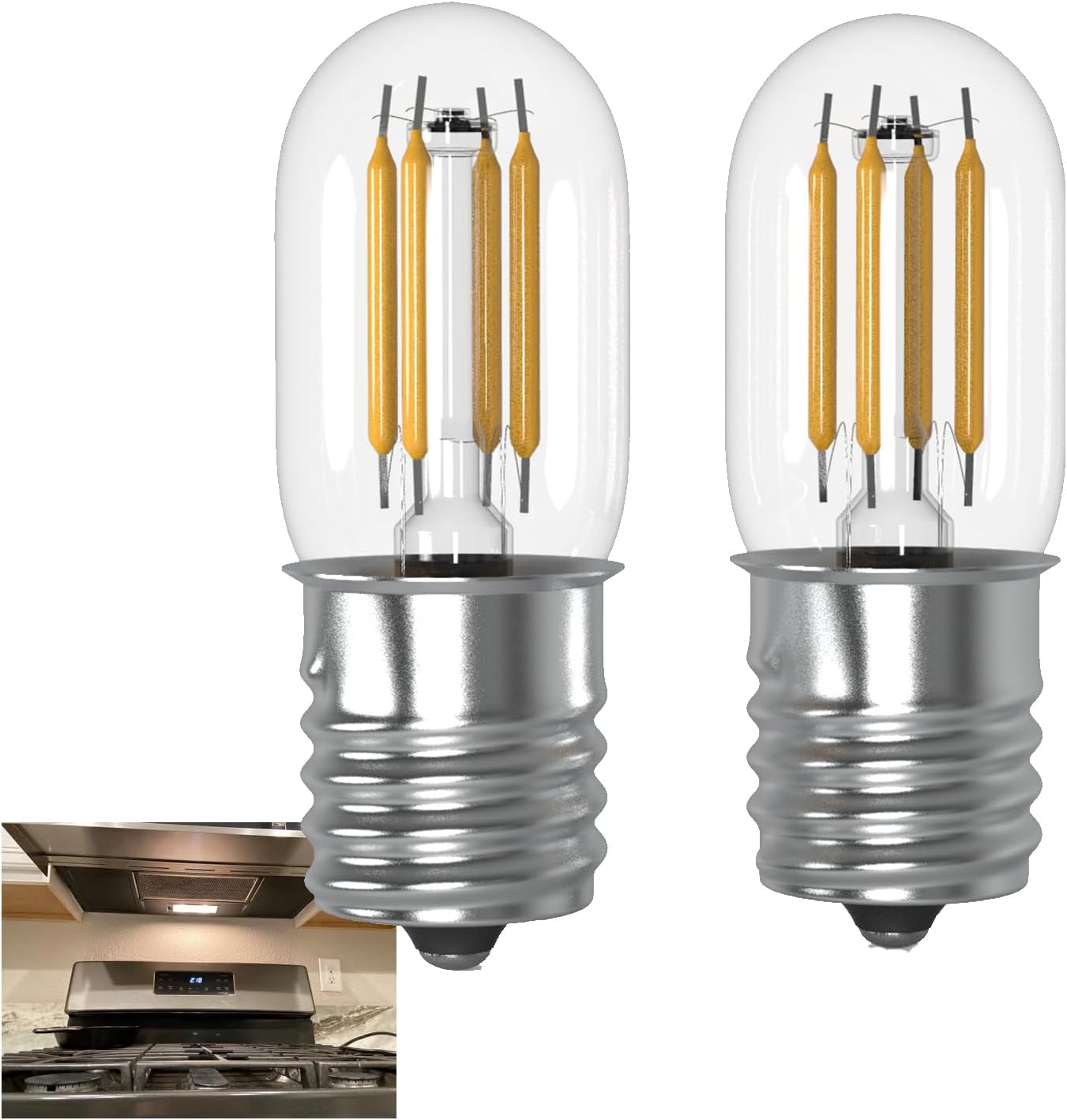 Bombilla LED E17 para microondas, bajo el capó, equivalente a 40 vatios, 4 W, bombillas para refrigerador, 3000 K, blanco cálido, 120 V, para
