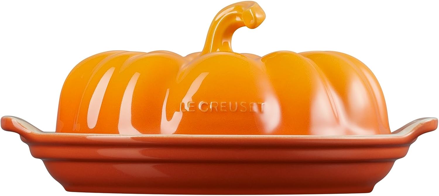 Le Creuset Plato de mantequilla de calabaza de gres, caqui