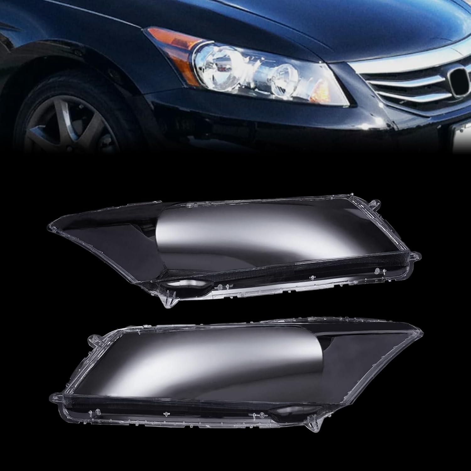 CNCEST Par de fundas de lente de faros delanteros  Reemplazo de pantalla delantera izquierda y derecha para faros delanteros  Compatible con Honda