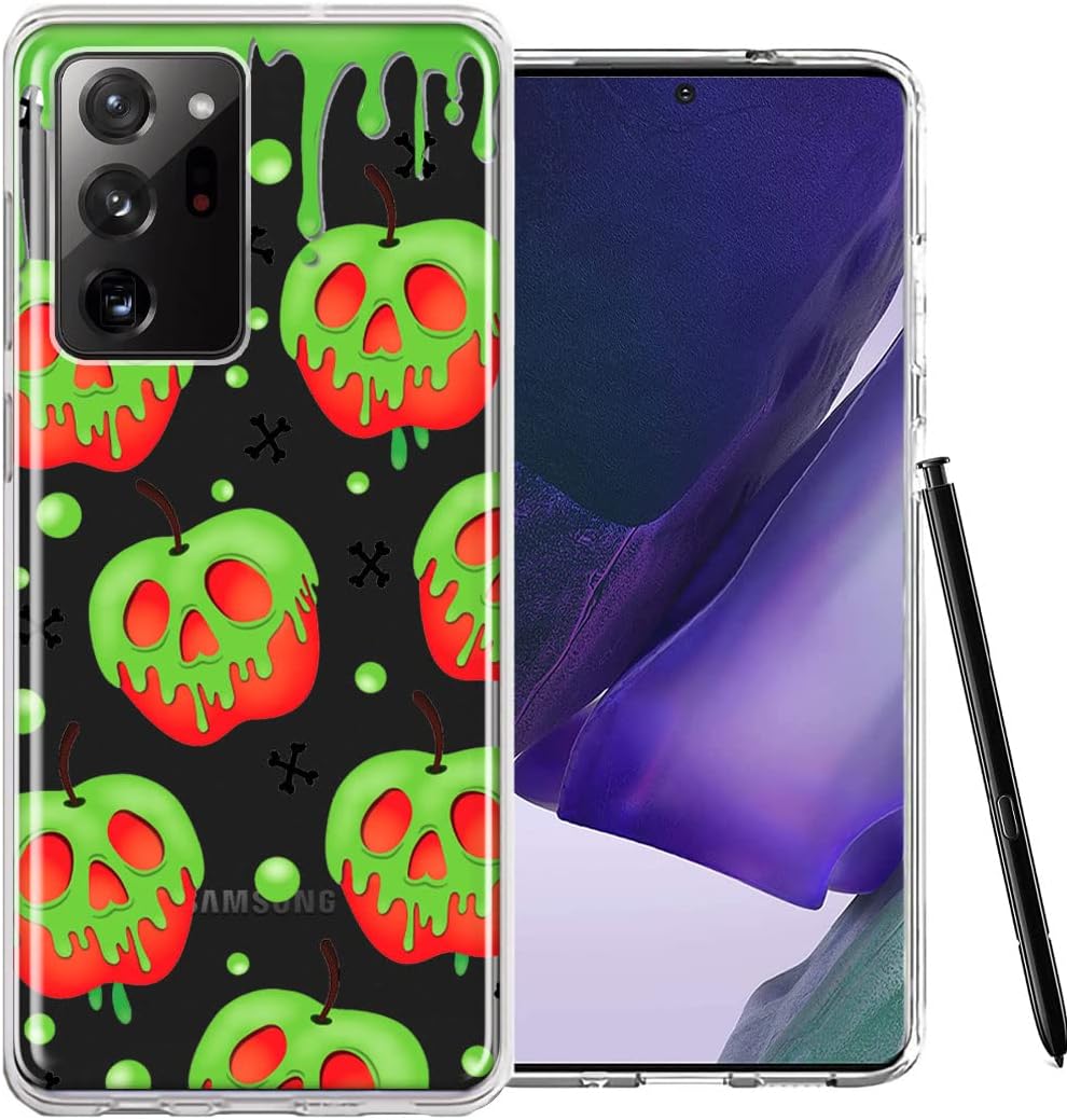 Funda para teléfono Samsung Galaxy Note 20 Ultra Halloween venenoso de Apple Skulls con diseño de cuentos de hadas espeluznantes de doble capa