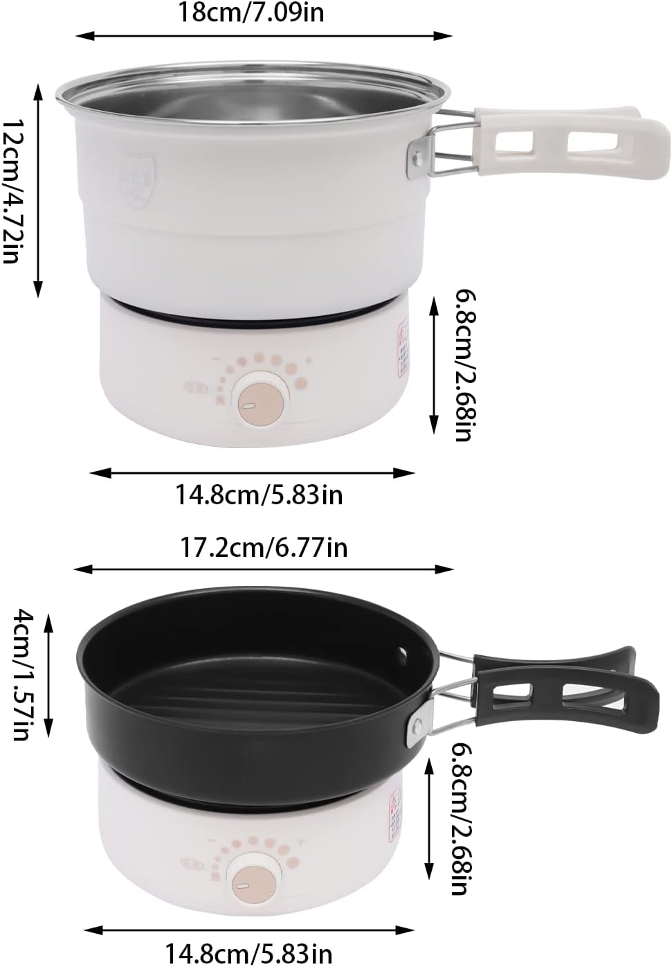 LYNICESHOP Olla eléctrica de cocina caliente, olla caliente de 110 V eléctrica con vaporizador de vapor, mini sartén multifuncional, mini cocina