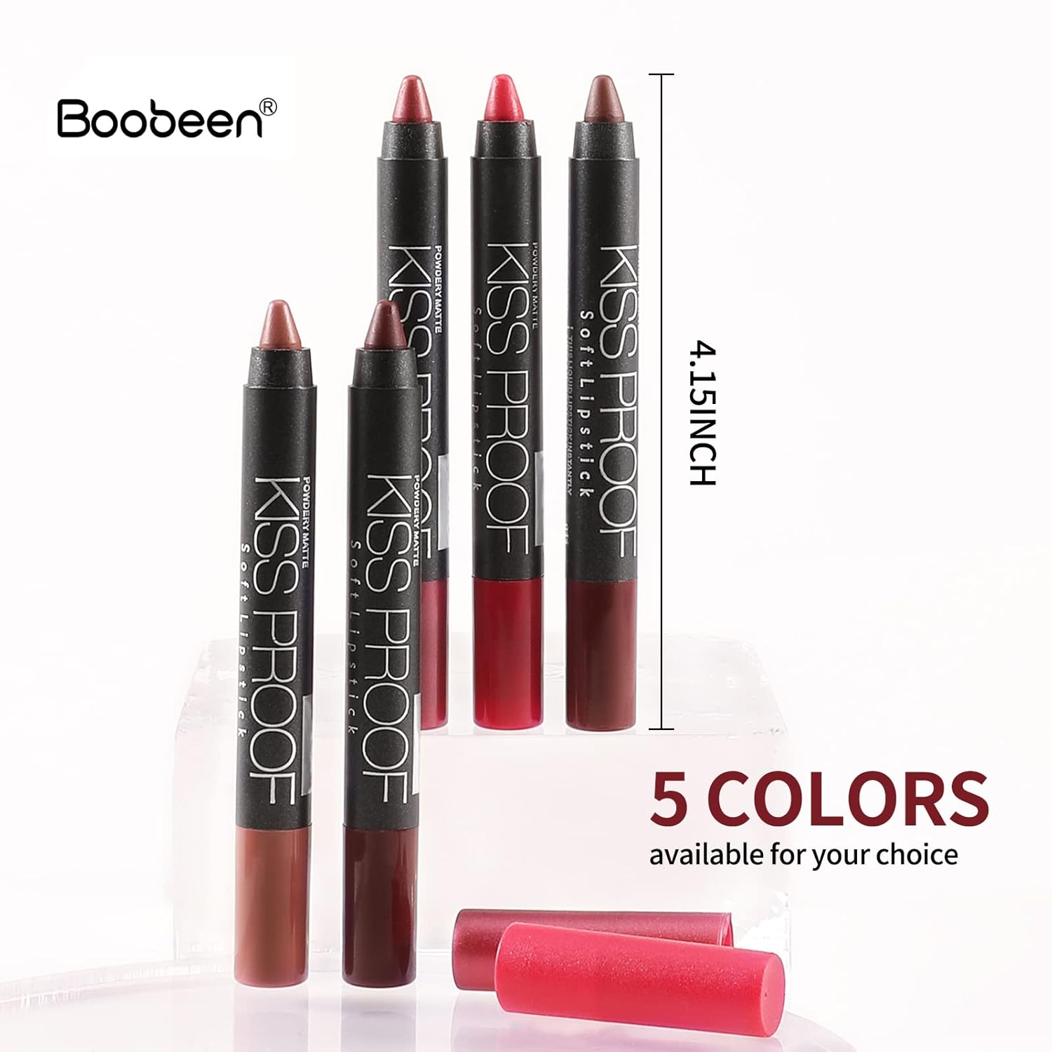 Boobeen Lápiz labial mate, lápiz labial, lápiz labial mate terciopelo cremoso, cobertura completa, alto pigmento, impermeable, no se decolora, tinte