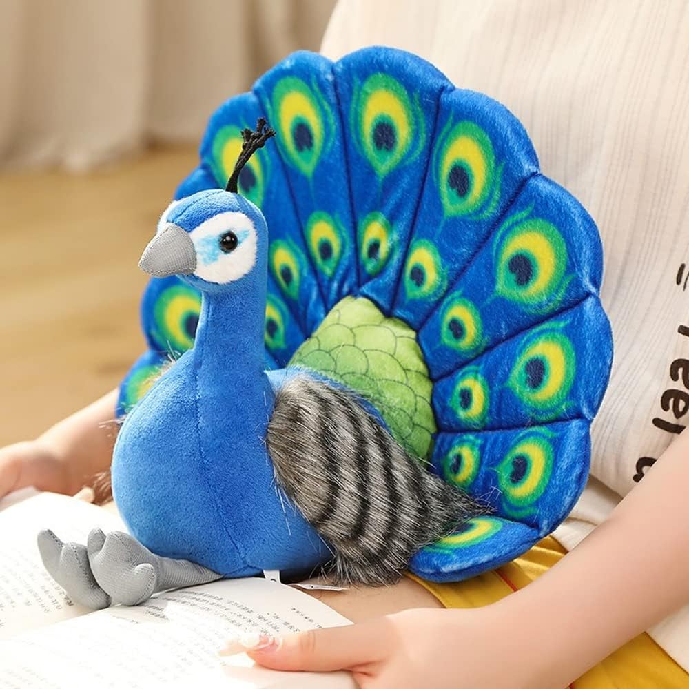 Bonito juguete de peluche Kawaii de pavo real, lindo muñeco de peluche suave de animal Peahen, bonito regalo de decoración de cumpleaños para el
