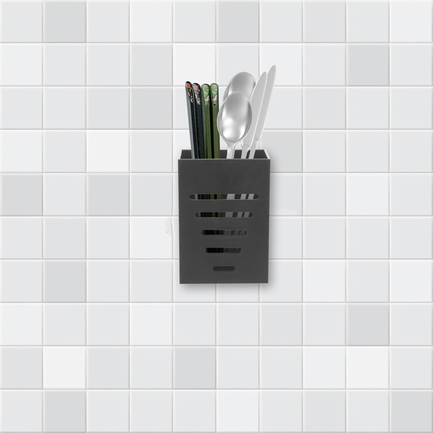 UPKOCH Soporte de plástico para cubiertos de pared, soporte para utensilios de cocina, palillos colgantes, estante de secado, tenedor, escurridor,