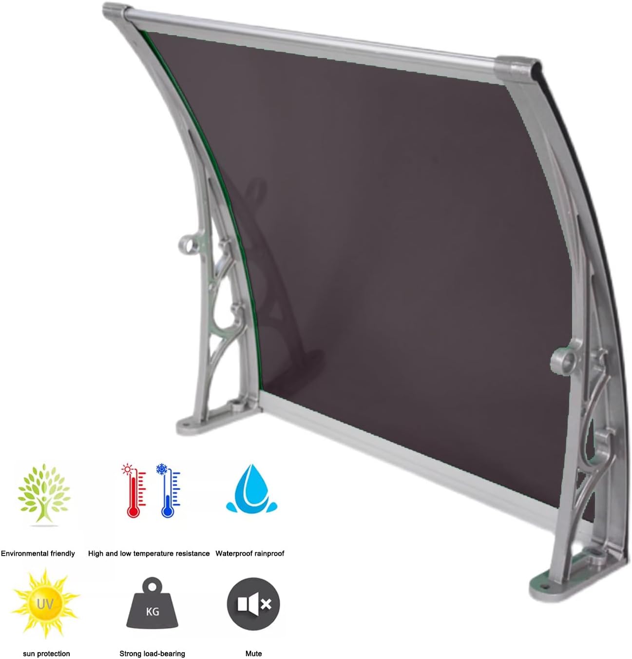 Toldo de protección contra la lluvia y la nieve para puerta delantera, toldo para patio, porche, refugio de policarbonato marrón, cubierta de