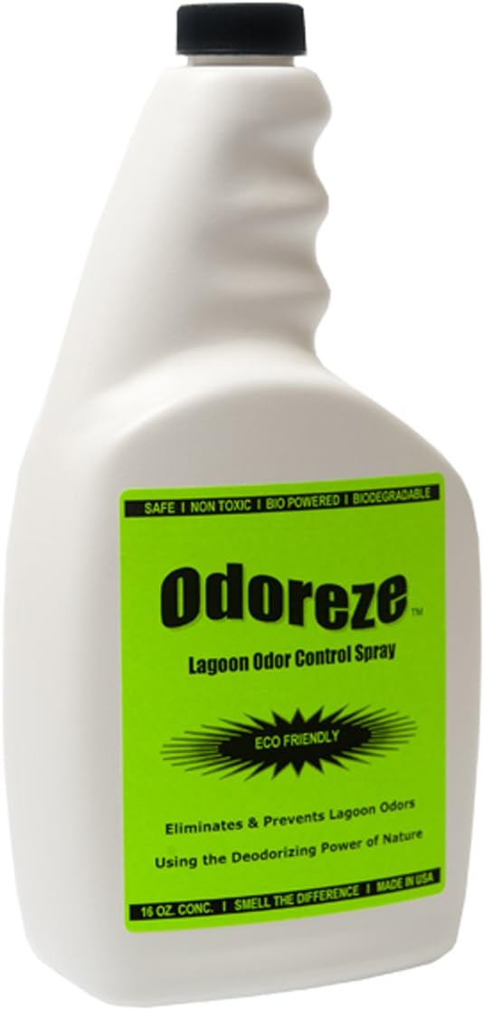 Aditivo y spray natural para el control de olores de laguna probiótica 16 oz. Concentrado hace 64 galones y trata 2,000 yardas cuadradas