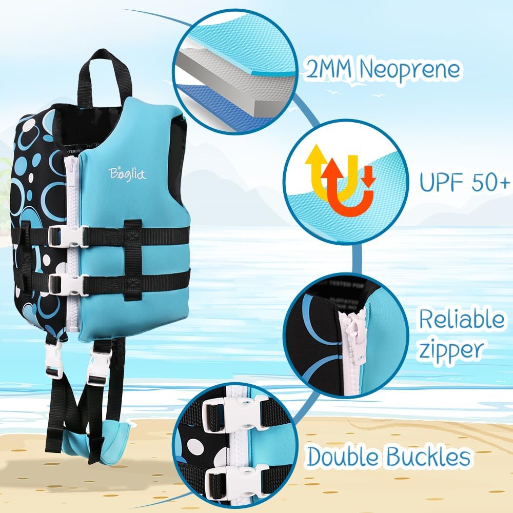 Boglia Chaleco de natación para niños pequeños con correa de seguridad ajustable para aprender a nadar, niños de 1 a 9 años, 24 a 75 libras