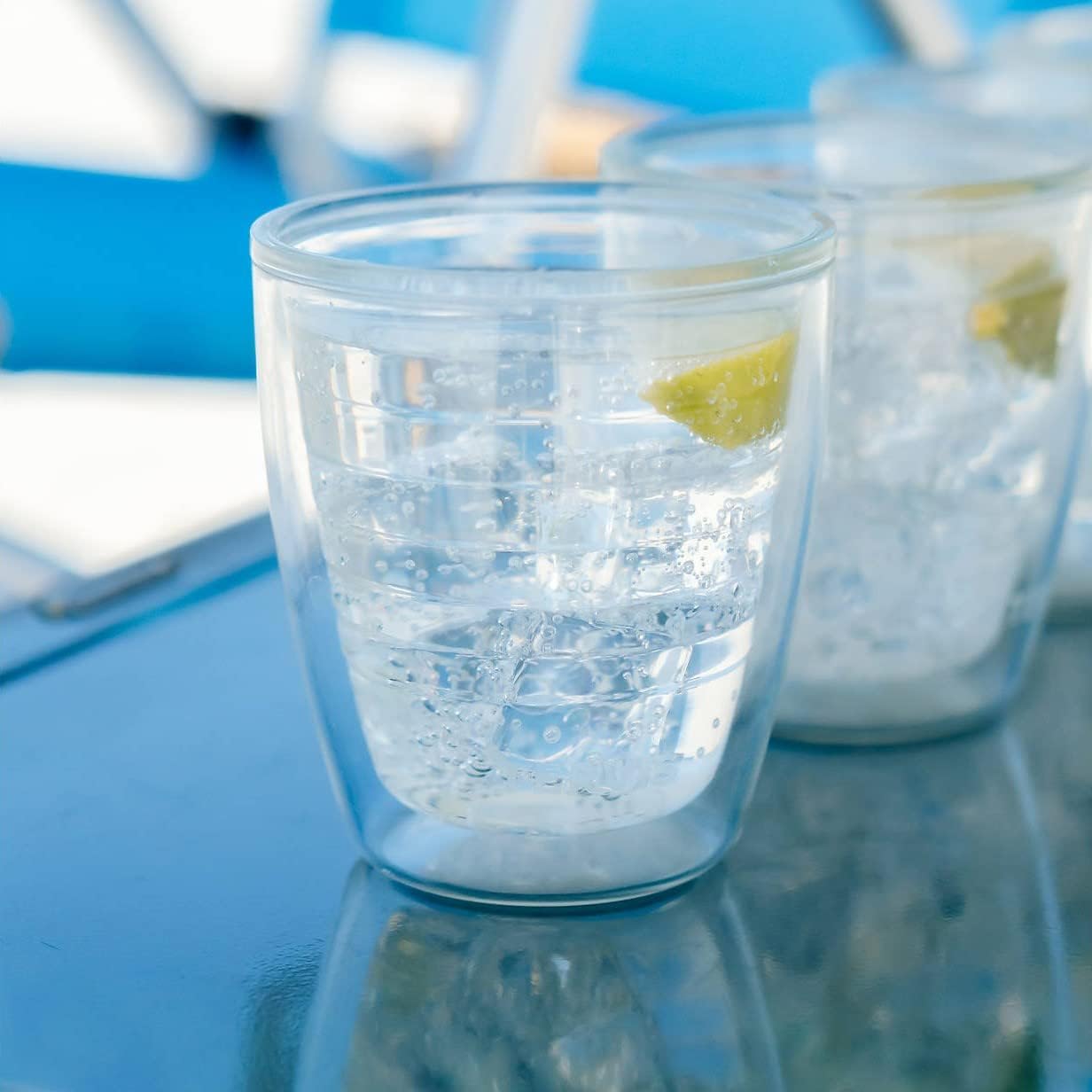 Tervis Vaso de mesa transparente y colorido de 12 onzas, hecho en Estados Unidos, doble pared, aislado, taza de viaje mantiene las bebidas frías y
