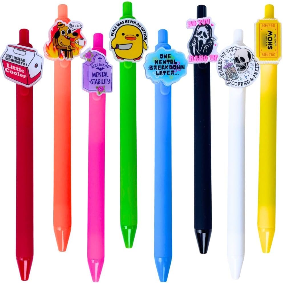 YJ PREMIUMS 8 bolígrafos divertidos  Lindo divertido humor sarcástico, sarcástico, genial, divertidísimo, mordaza, desemotivación, es fino, regalo