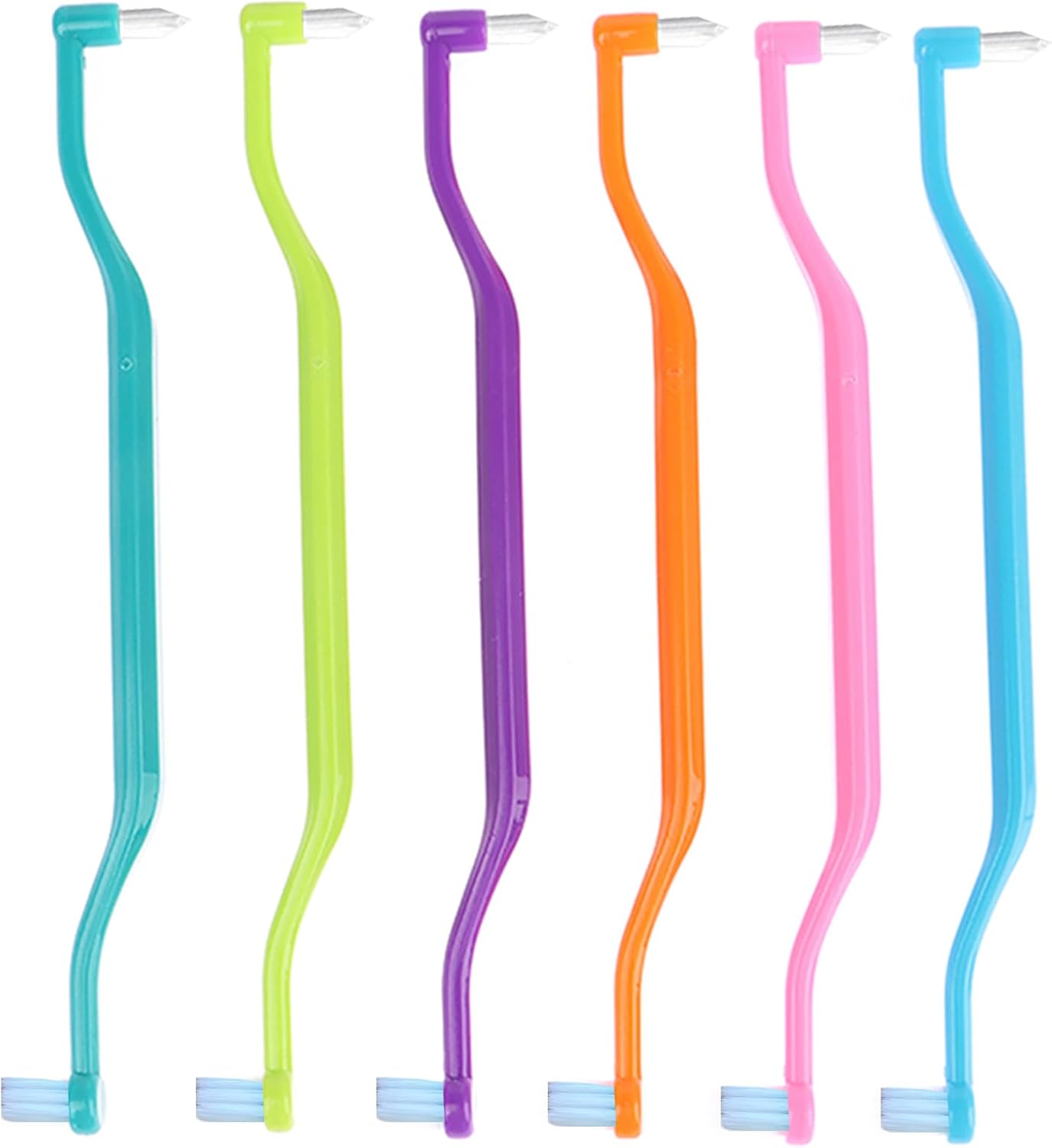 Jrehoor Cepillos interdentales, 6 piezas 2 en 1 cepillo de dientes suaves con cabezales de cepillo de dientes interdentales y de sabiduría para un