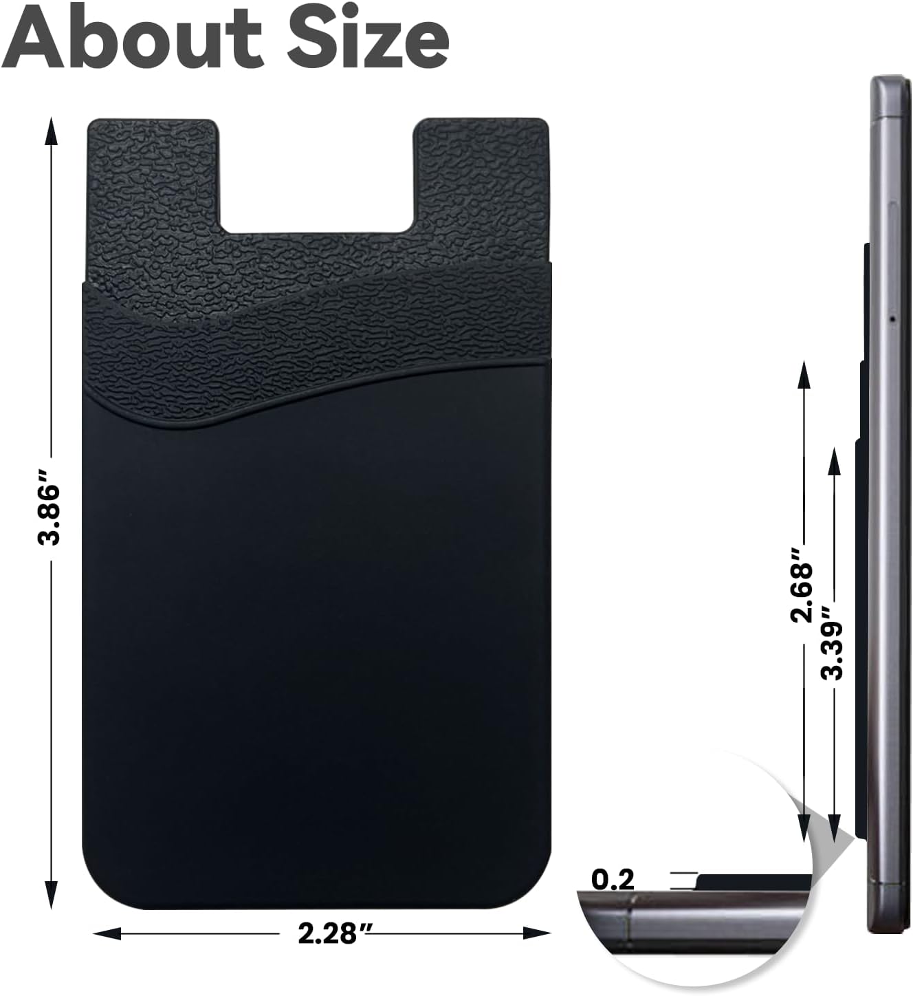 fengchen Práctica y versátil cartera para teléfono celular, se adhiere en la parte posterior del teléfono, bolsillo de silicona de alta calidad con