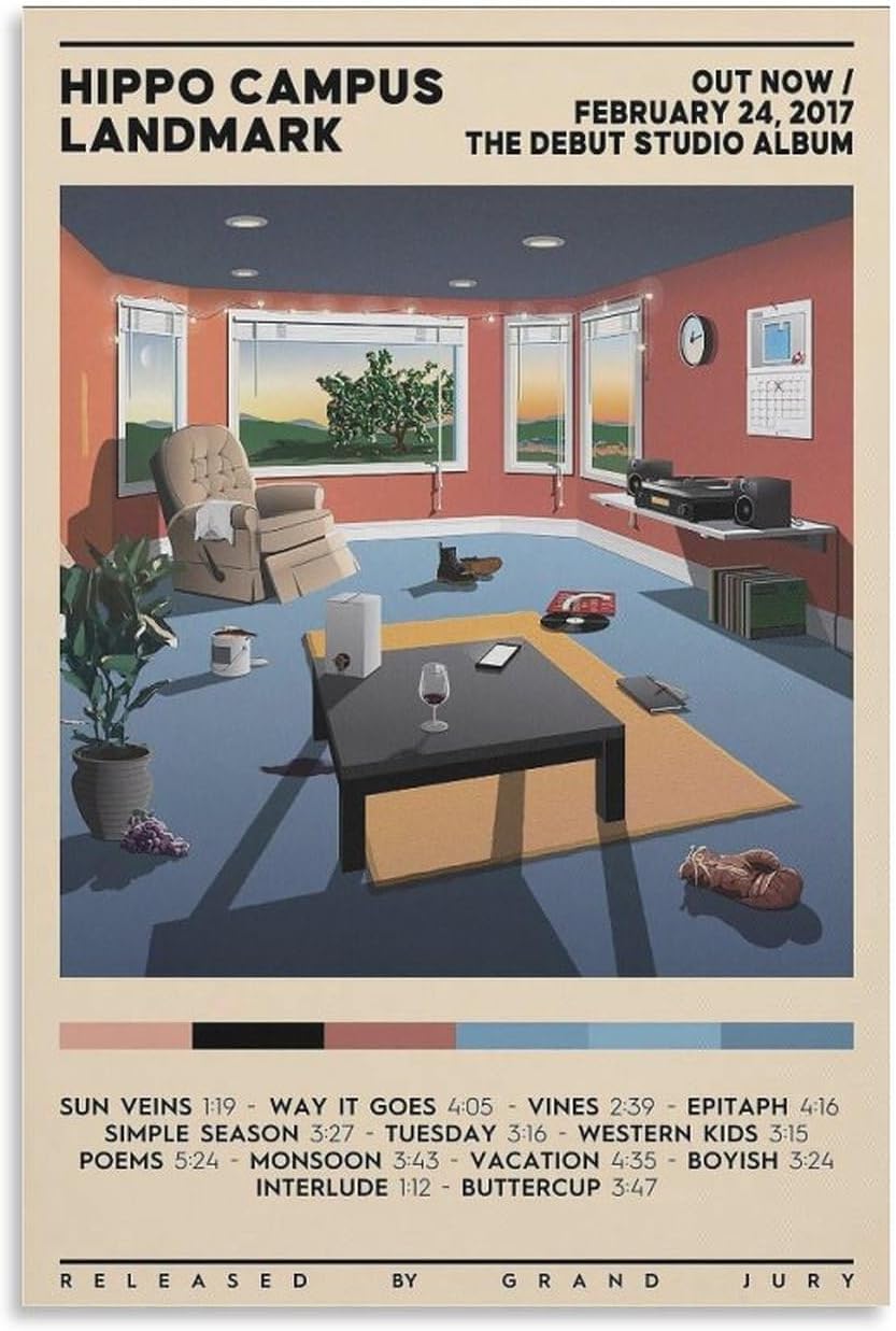 TALLJO Landmark by Hippo Campus (1) Póster de lienzo decorativo para pared, pintura de arte decorativo para sala de estar, dormitorio, regalo, sin