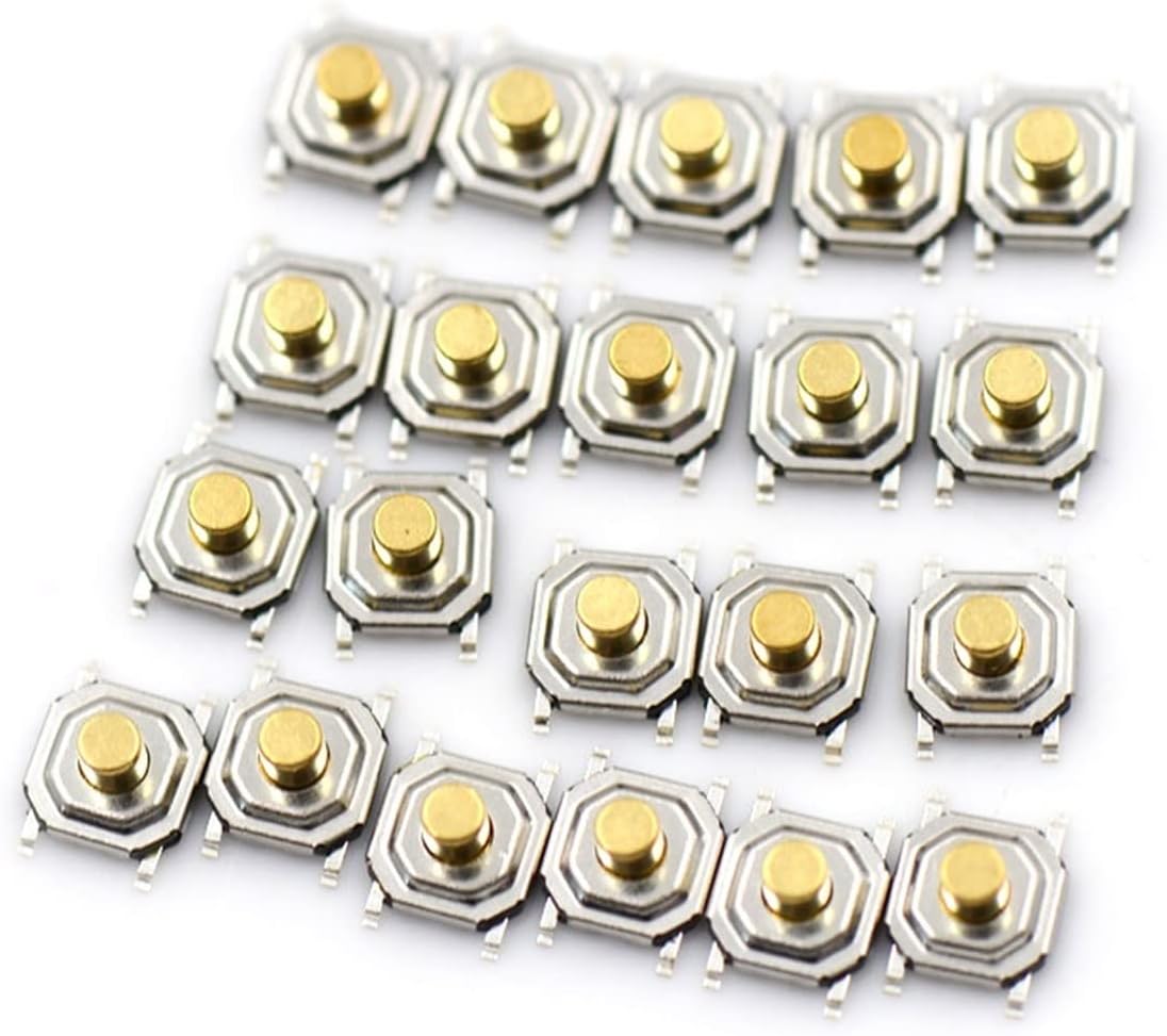 20pcs 4x4x3mm Patch 4 Pins Copper Head Micro Touch Switch Waterproof Mini Black Tactile Touch Tact Push Button Switch Microswitches