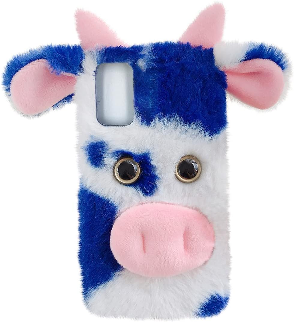 Linda funda de felpa de piel esponjosa de vaca lechera para Moto G Stylus 2021 funda protectora de animales peludos en 3D, funda protectora de pelo