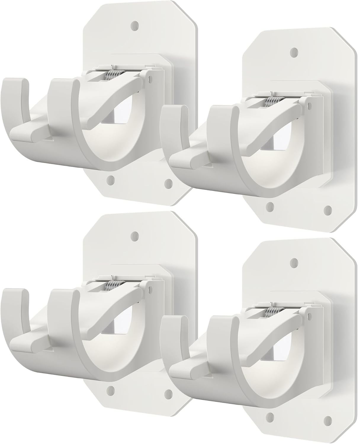 4 soportes de barra de cortina mejorados, sin taladrar, soportes de barra de cortina autoadhesivos, ganchos de barra de cortina ajustables sin