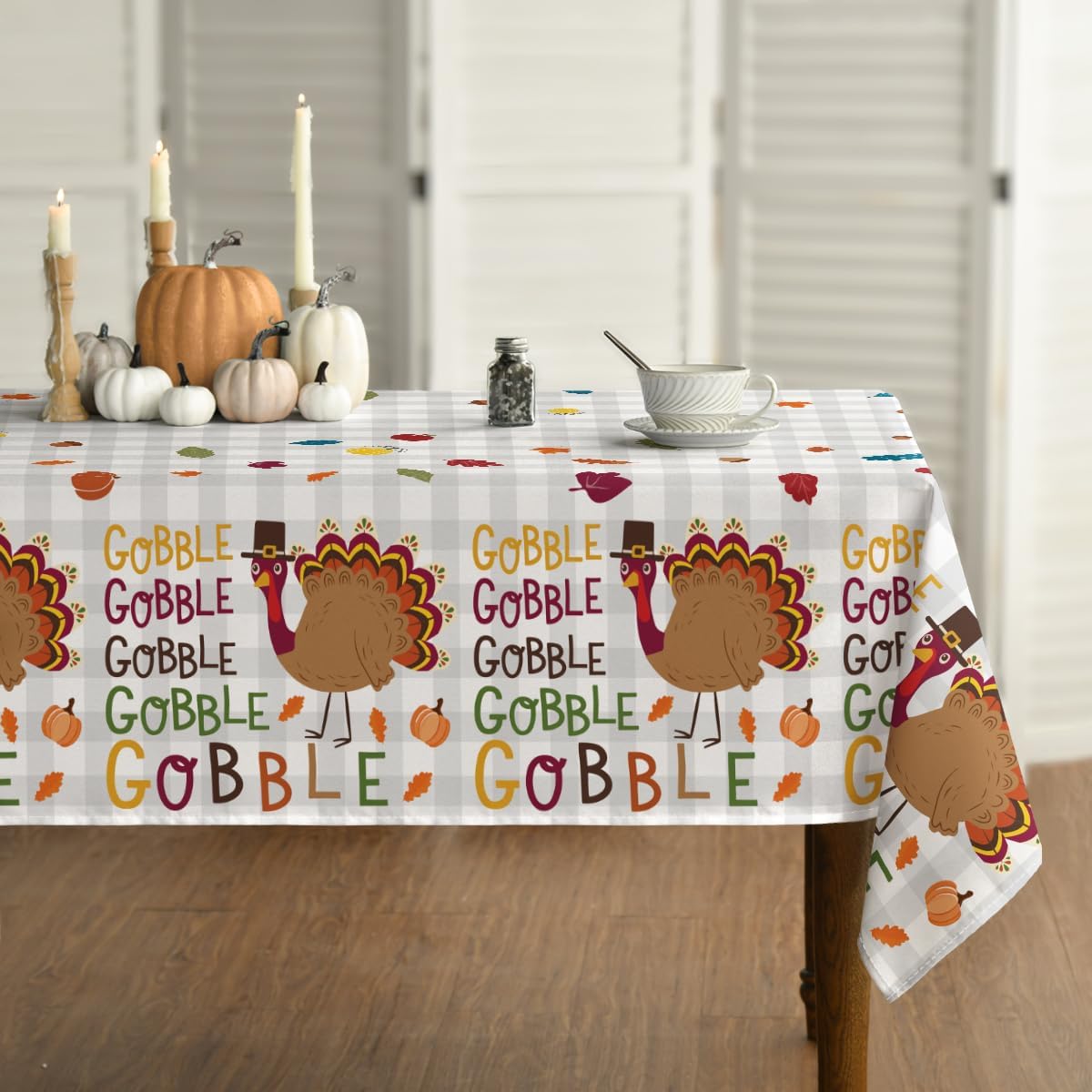 Horaldaily Mantel rectangular de Acción de Gracias de 60 x 84 pulgadas, mantel lavable de pavo para decoración de fiestas, pícnic, cena