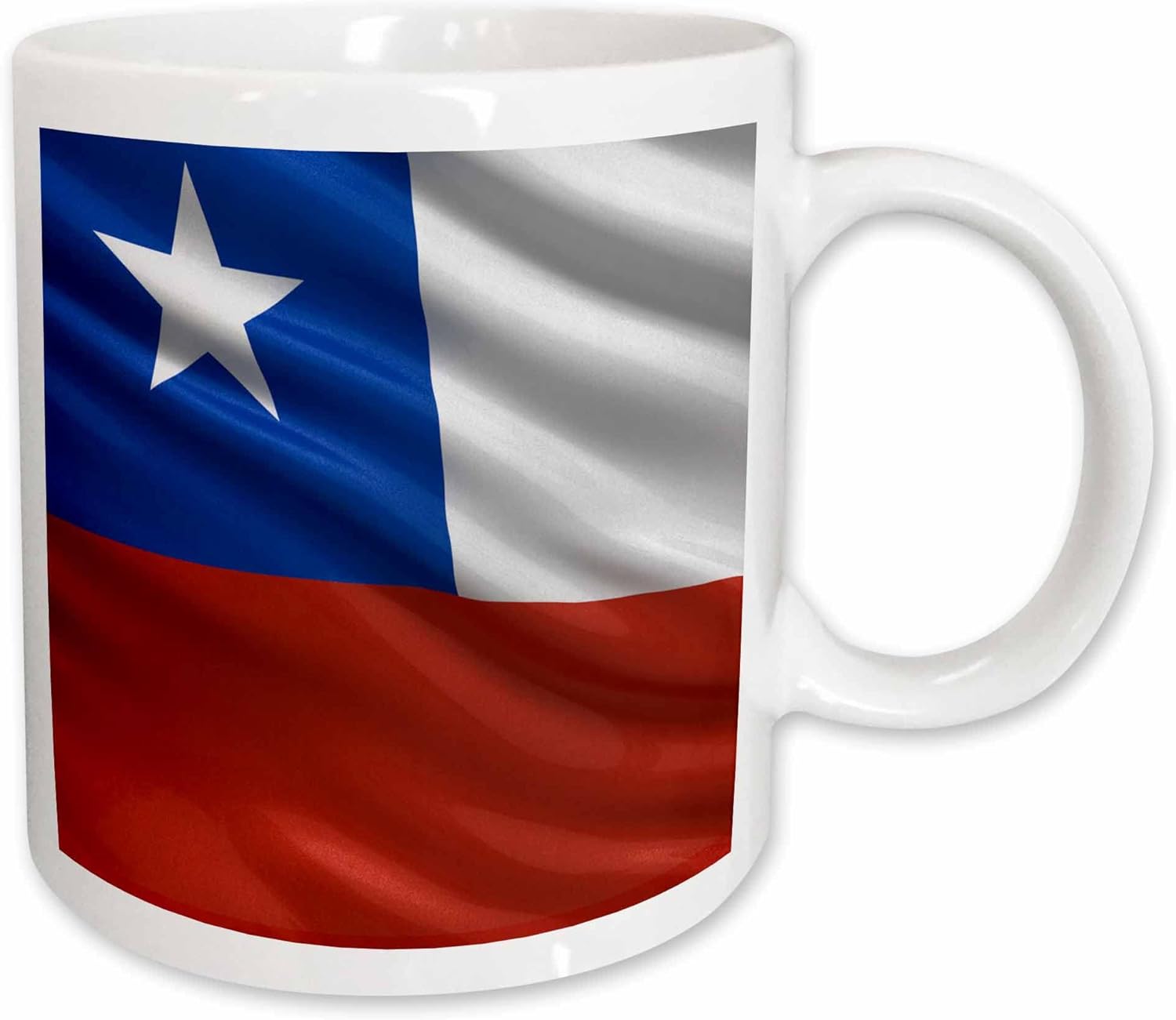 3dRose Taza de cerámica con diseño de bandera de Chile agitando en el viento, 11 onzas