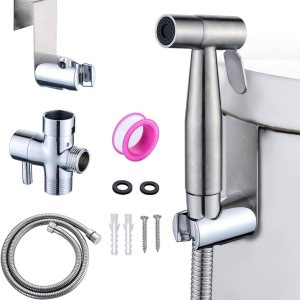 Pulverizador de bidé de mano para inodoro. Juego completo. Presión de agua ajustable. Adecuado para pañales de tela para bebés y lavado femenino, Pulverizador de bidé de mano para inodoro. Juego completo. Presión de agua ajustable. Adecuado para pañales de tela para bebés y lavado femenino,