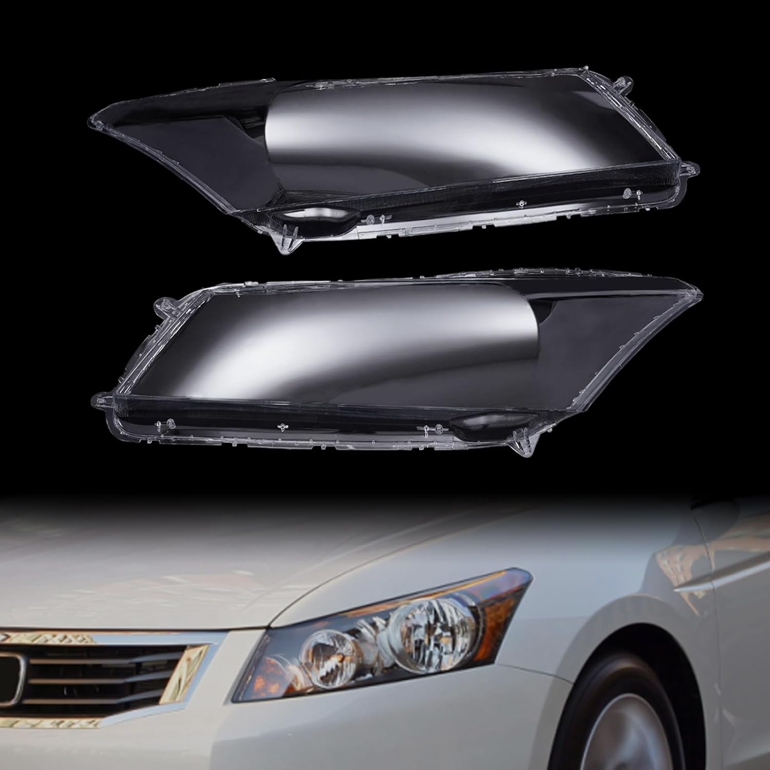 CNCEST Par de fundas de lente de faros delanteros  Reemplazo de pantalla delantera izquierda y derecha para faros delanteros  Compatible con Honda