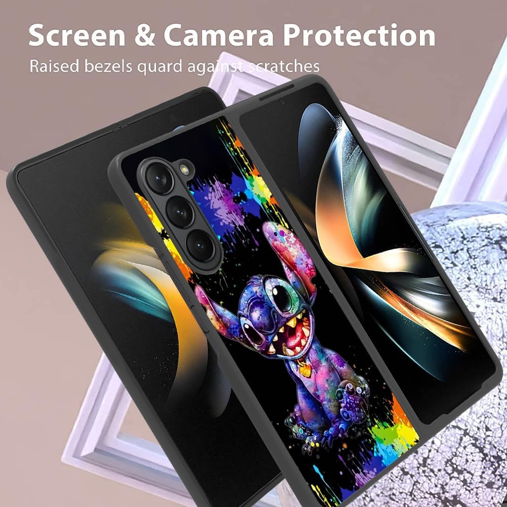 cuwana Funda compatible con Samsung Galaxy Z Fold 5 (2023), linda puntada colorida de dibujos animados, delgada, suave, antiarañazos, cuatro